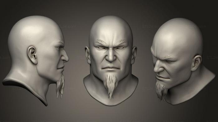 Анатомия скелеты и черепа (Скульптура мужской головы 8, ANTM_1255) 3D модель для ЧПУ станка